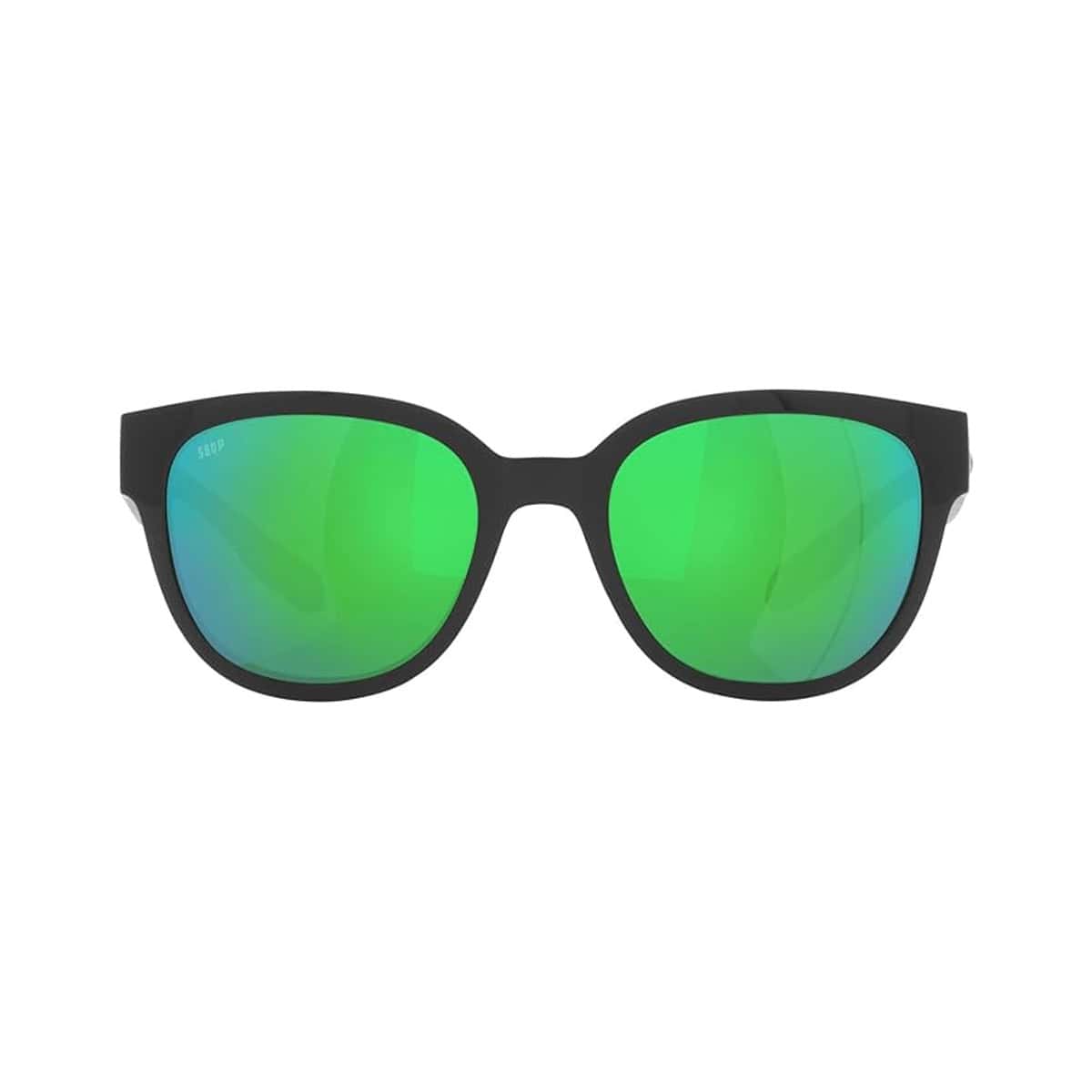 097963911092 Costa Salina Black Frames Green Mirror 580p Lenses Polarized Womens Sunglasses Straight On View