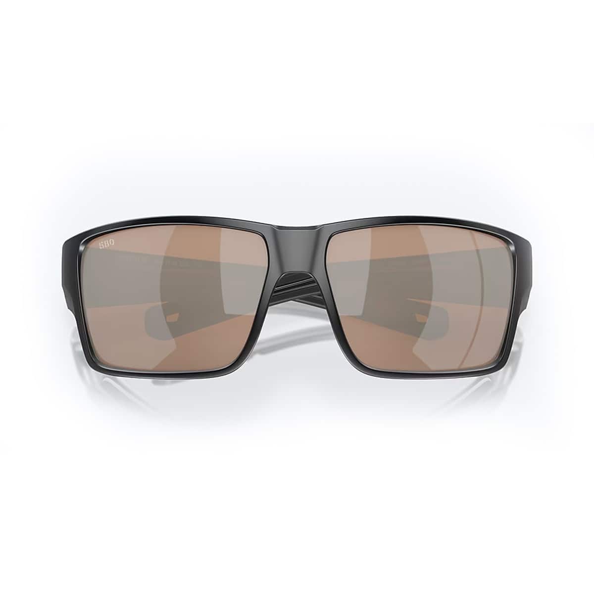 097963911177 Costa Reefton Pro Matte Black Frames Copper Silver Mirror 580p Lenses Polarized Mens Sunglasses Front View