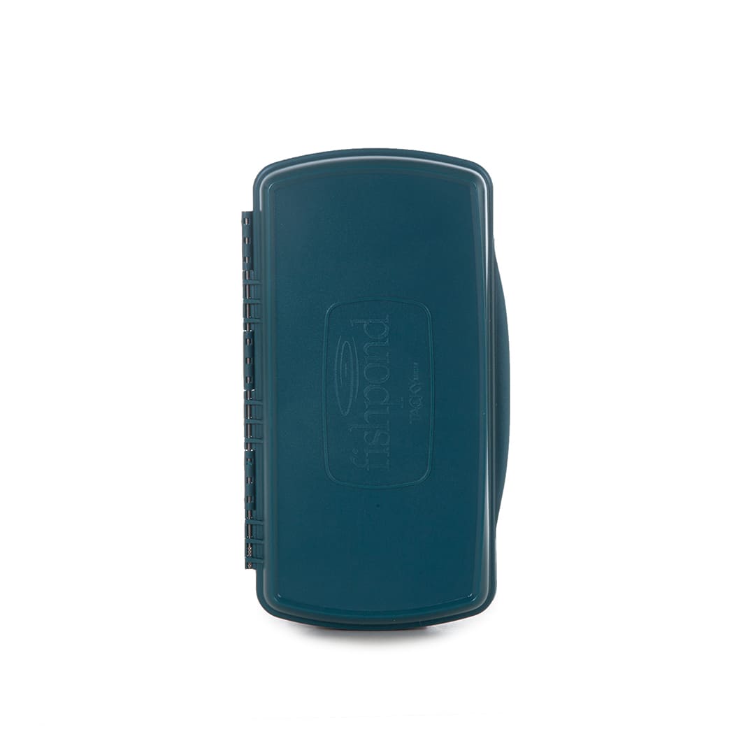 816332014338 Fishpond Tacky Pescador Large Waterproof Fly Box Baja Blue Empty Closed Front