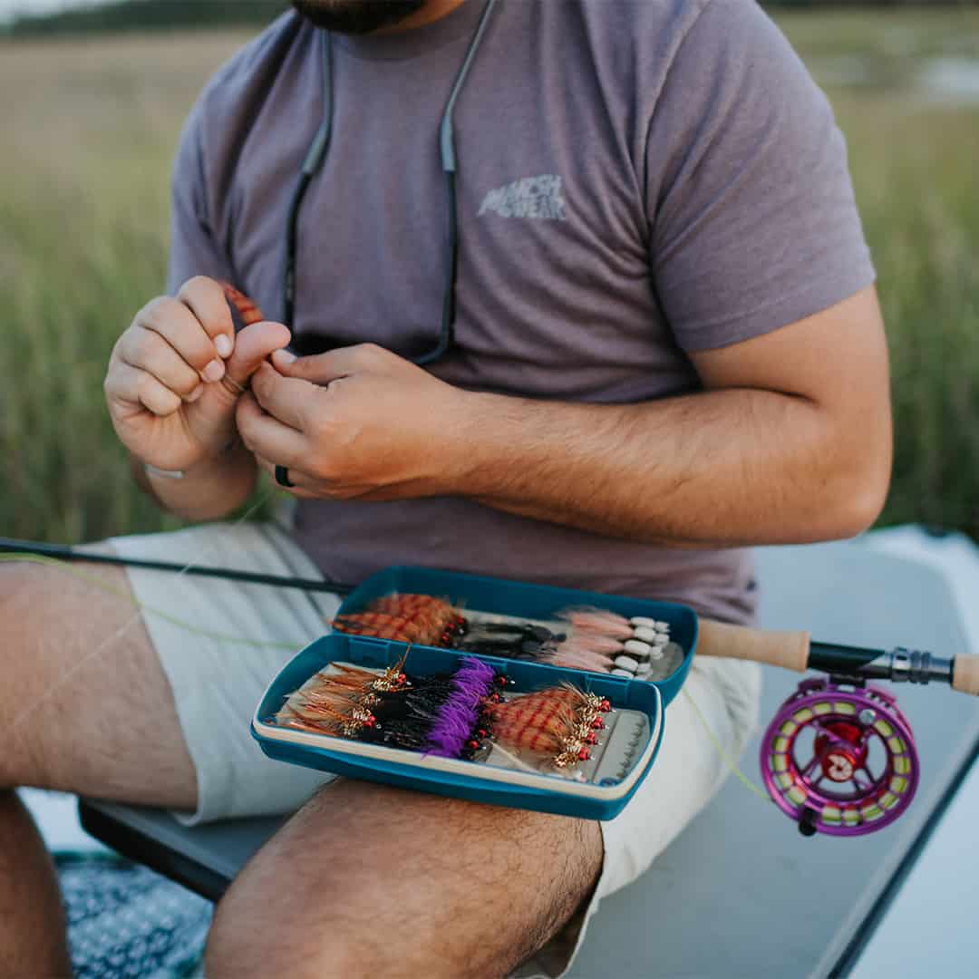 816332014338 Fishpond Tacky Pescador Large Waterproof Fly Box Baja Blue Open With Saltwater Flies Fishing