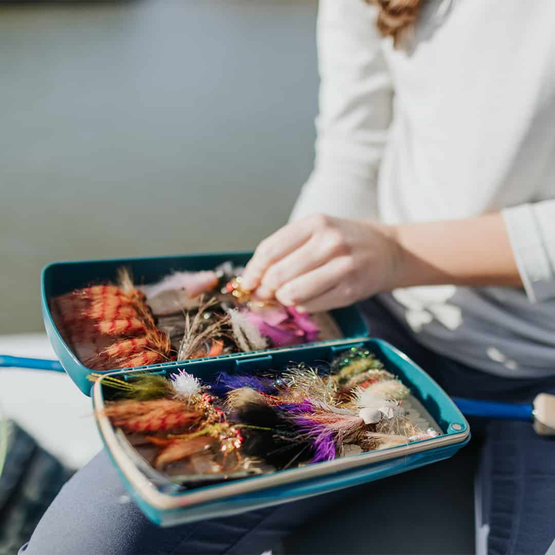 816332014338 Fishpond Tacky Pescador Large Waterproof Fly Box Baja Blue Open Woman Saltwater Fishing