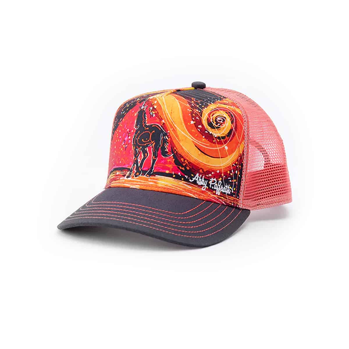 850029265078 art 4 all abby paffrath unicorn kids youth trucker hat three quarter left