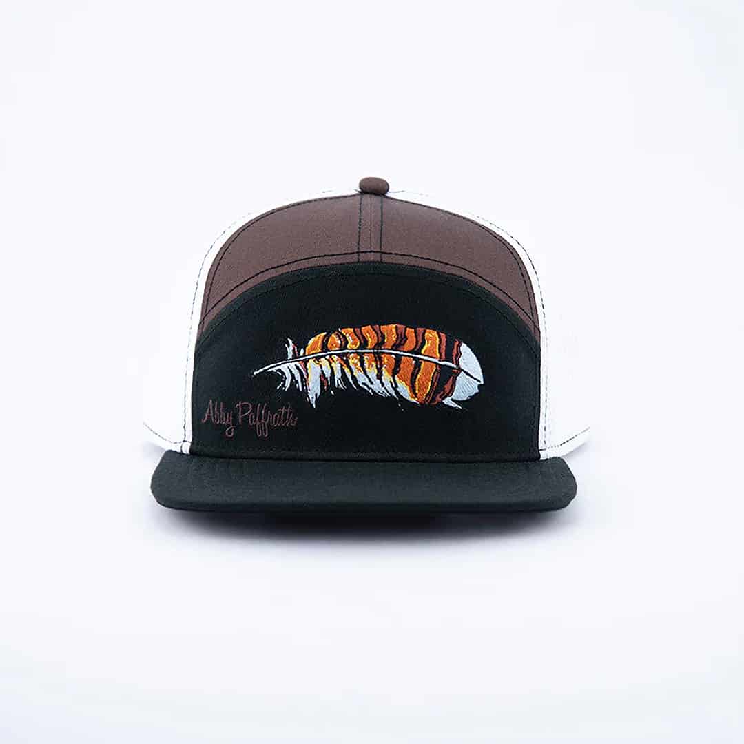 850029265184 art 4 all abby paffrath hawk feather trucker hat straight on