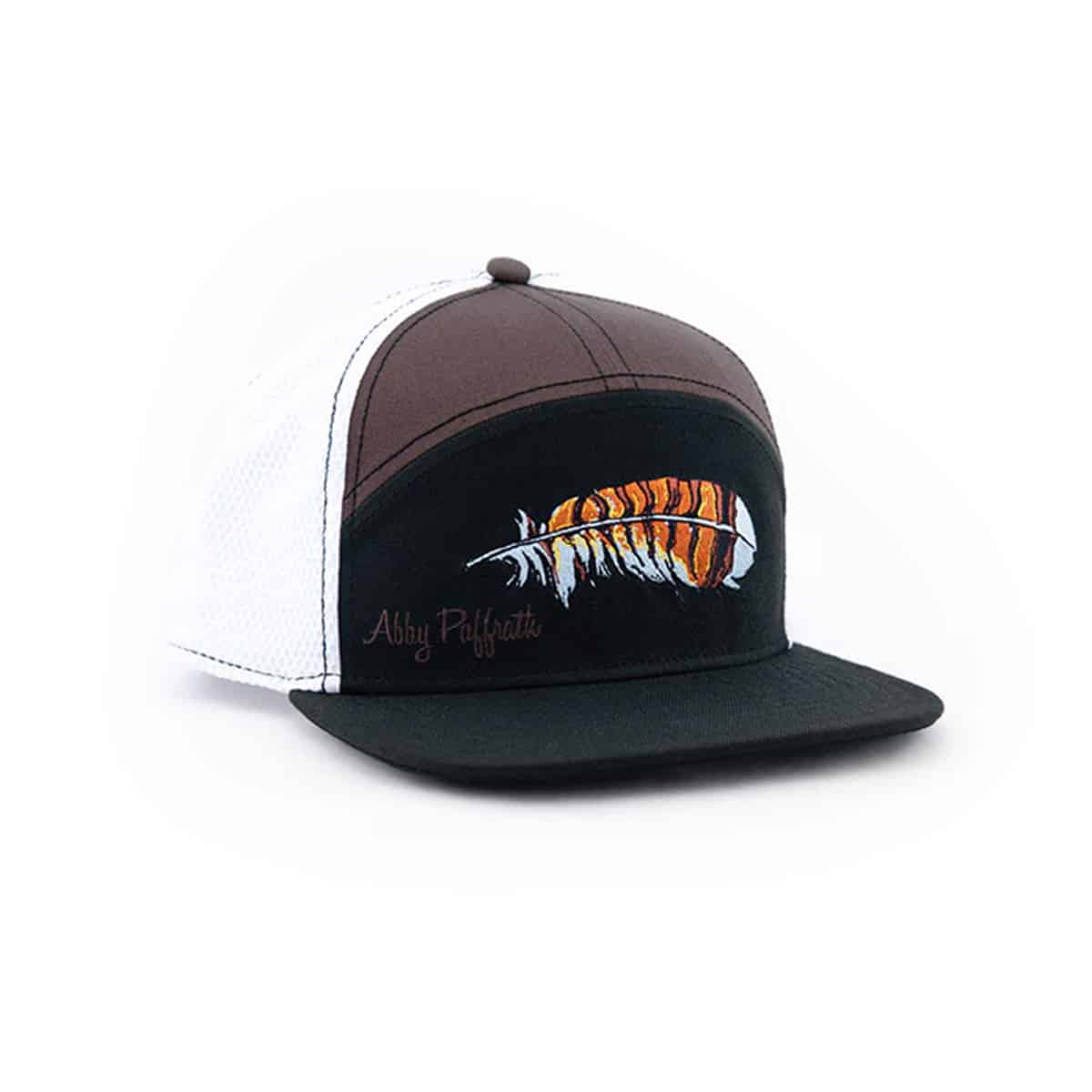 850029265184 abby paffrath art 4 all hawk feather trucker hat three quarter front