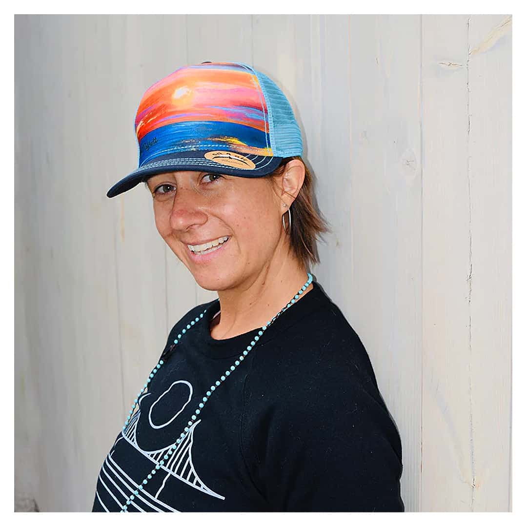 854740008822 art4all trucker hat ocean breeze three quarter right lifestyle