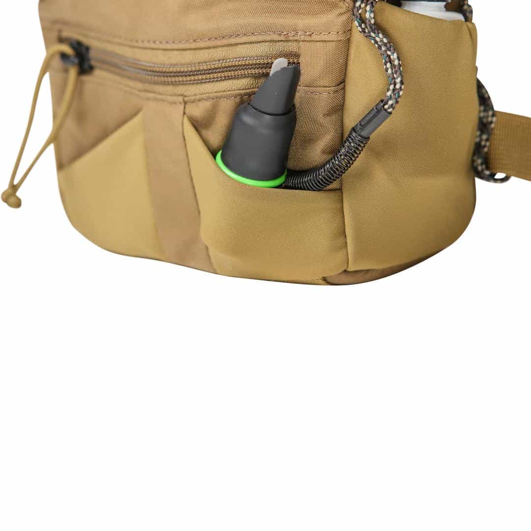 888564191477 Mystery Ranch Bino Harness 10x Coyote Call Closeup