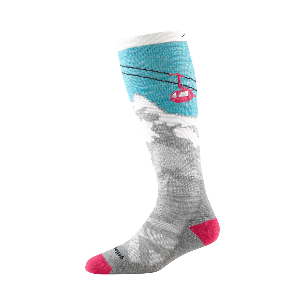 Darn Tough Women's Yeti Midweight Ski and Snowboard Sock Over the Calf w Cushion Aqua 1827 Hero Right
