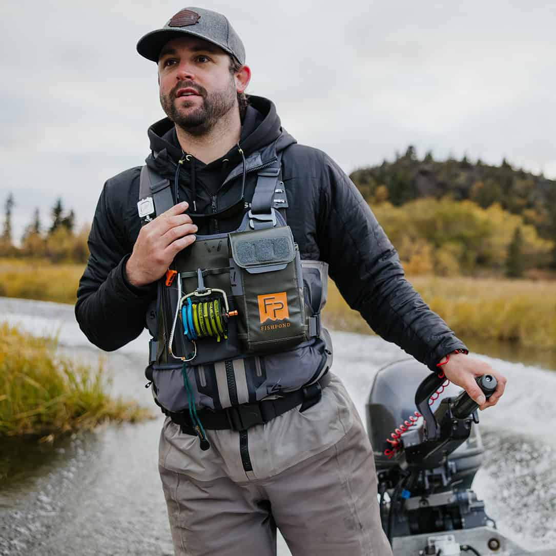 New 2025 816332016226 Fishpond Stormshadow Chest Pack Water Resistant Fly Fishing Chest Pack Cruising on jet boat
