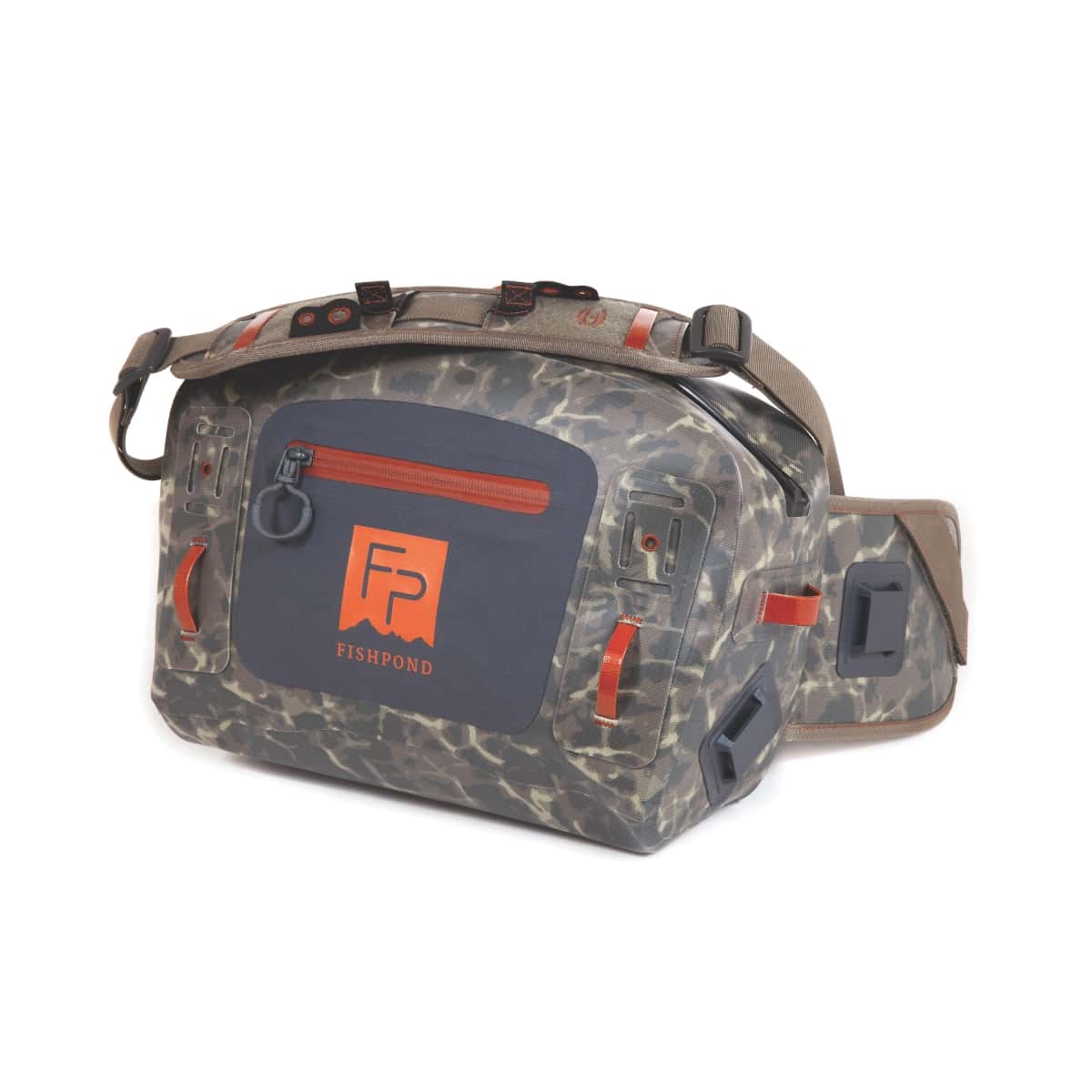 TSL-ESC 816332016318 Fishpond Thunderhead Submersible Lumbar Fully Waterproof Fishing Waist Pack Eco Shadowcast Camo Newstream Model New 2024 Front