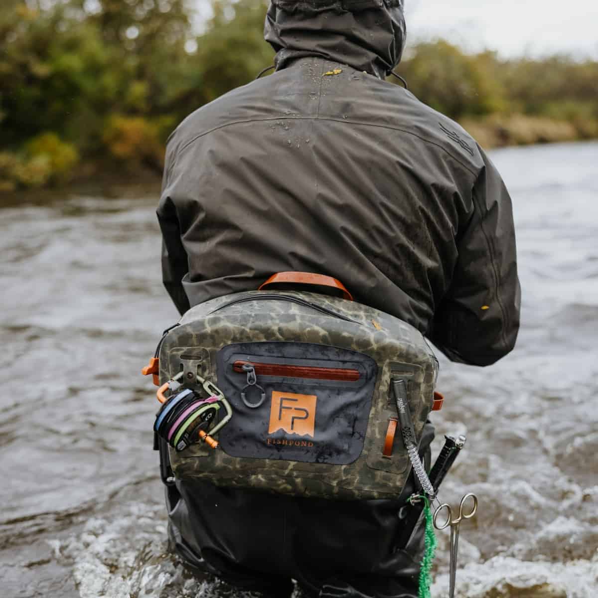TSL-ESC 816332016318 Fishpond Thunderhead Submersible Lumbar Fully Waterproof Fishing Waist Pack Eco Shadowcast Camo Newstream Model New 2024 In River Fishing Back