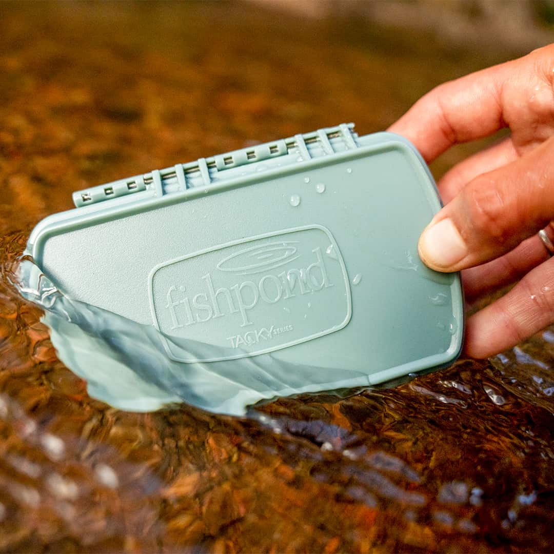 816332015632B135 TPFB-MP-S-SG Fishpond Tacky Pescador Waterproof Fly Box Small With MagPad Smoke Grey In River