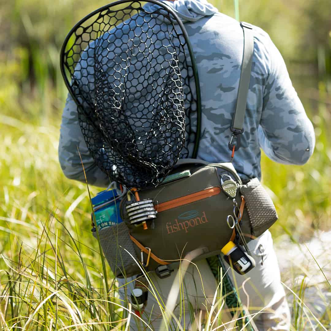 816332015694 EHLP-P Fishpond Elkhorn Lumbar Pack Pebble New Fishpond Waist Pack Front Fishing Small Pond Pack Detail 