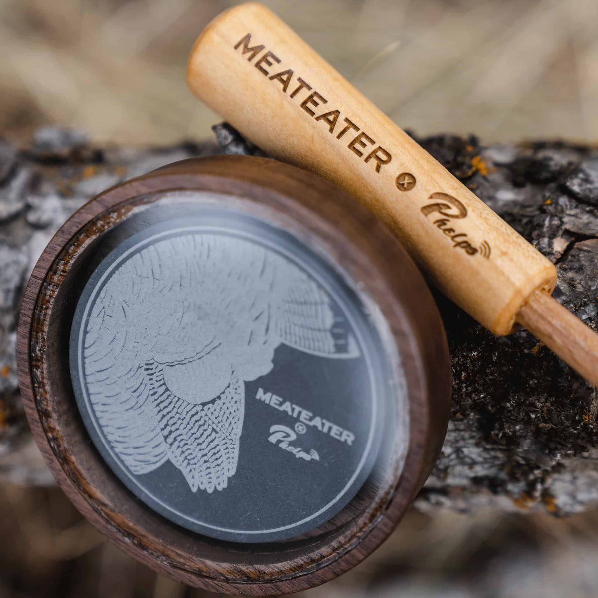 851182007567 meateater x phelps game calls crystal over slate turkey pot call bottom in the wild