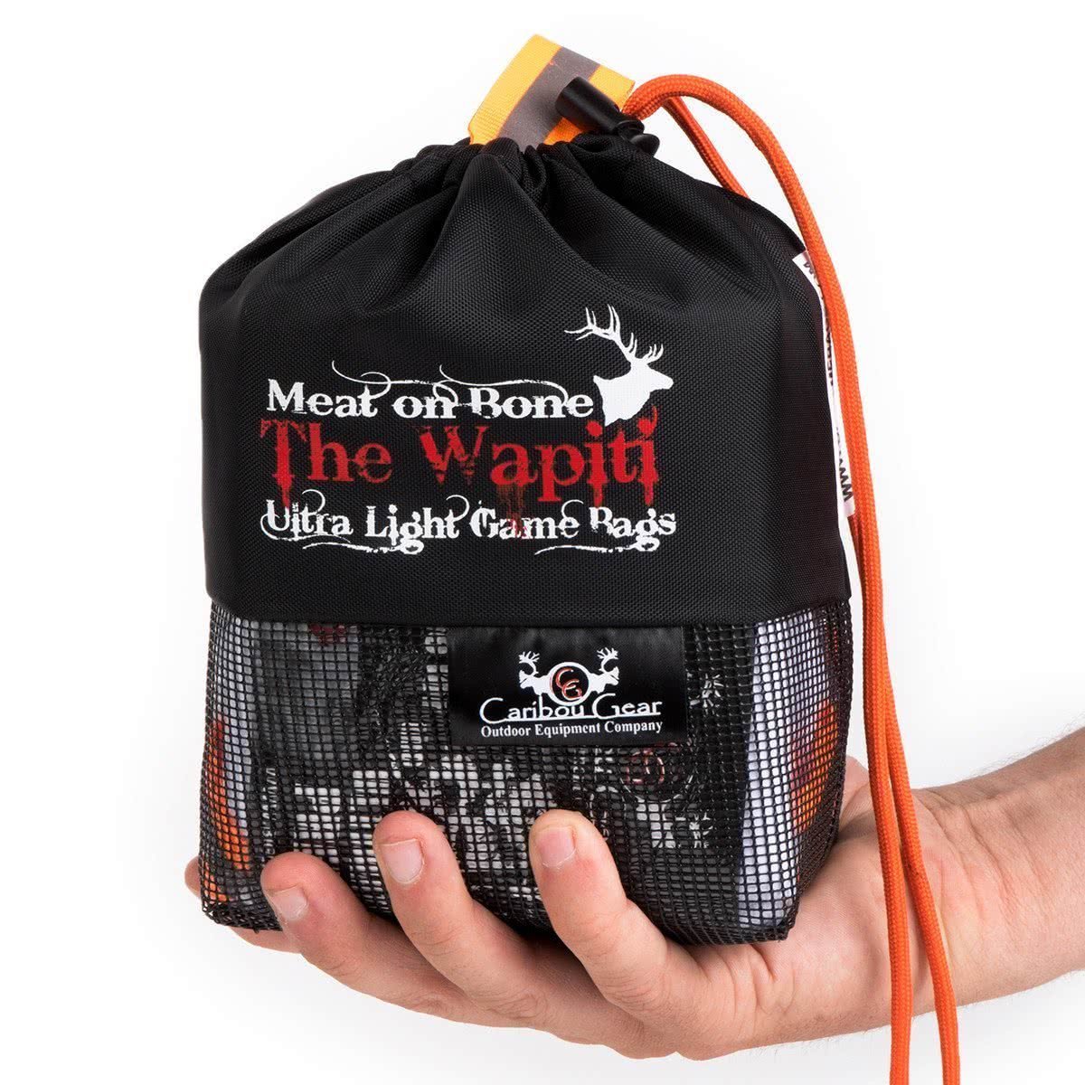Caribou Gear Wapiti Elk Meat On Bone Ultra Light 5 Piece Game Bag Set In Hand