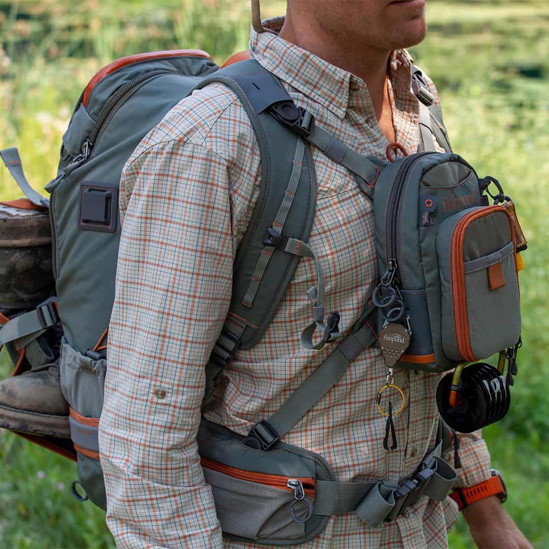 FHBP 816332014765 Fishpond Firehole Fishing and Travel Backpack With Fishpond Canyon Creek Attached to Front
