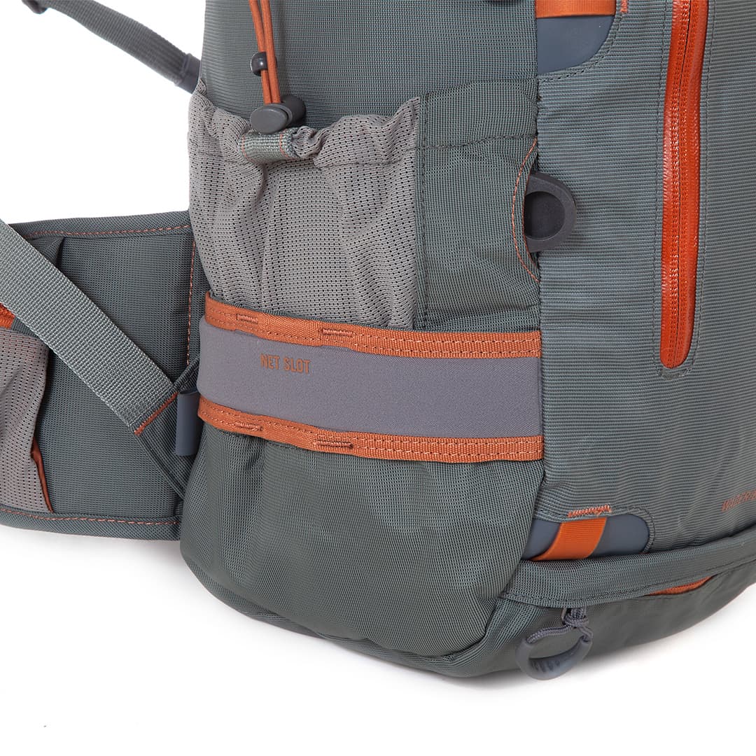 FHBP 816332014765 Fishpond Firehole Fishing and Travel Backpack Fishing Net Slot Detail On Back