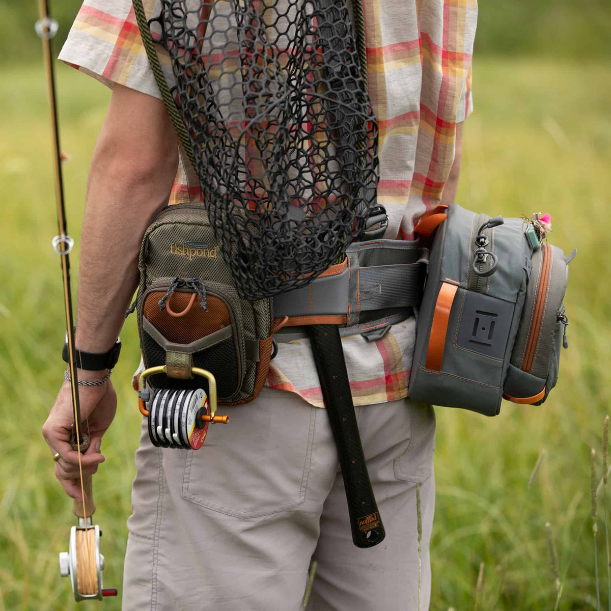 Fishpond Switchback Pro Fly Fishing Waist Pack With San Juan Vertical Chest Pack On Rail