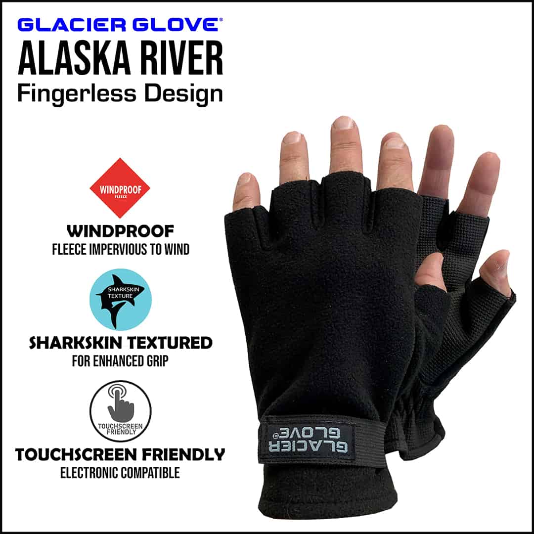 Glacier Glove Alaska River Fingerless Windproof Glove Features