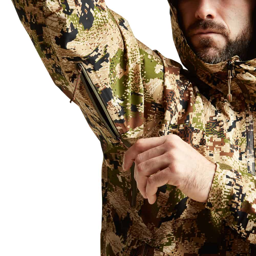 SITKA Big Gamge 2021 50254 SA Mens Dew Point Jacket Optifade Subalpine Studio Pit Zip Detail