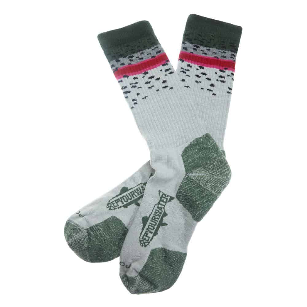SOC744_S repyourwater trout band socks rainbow flat