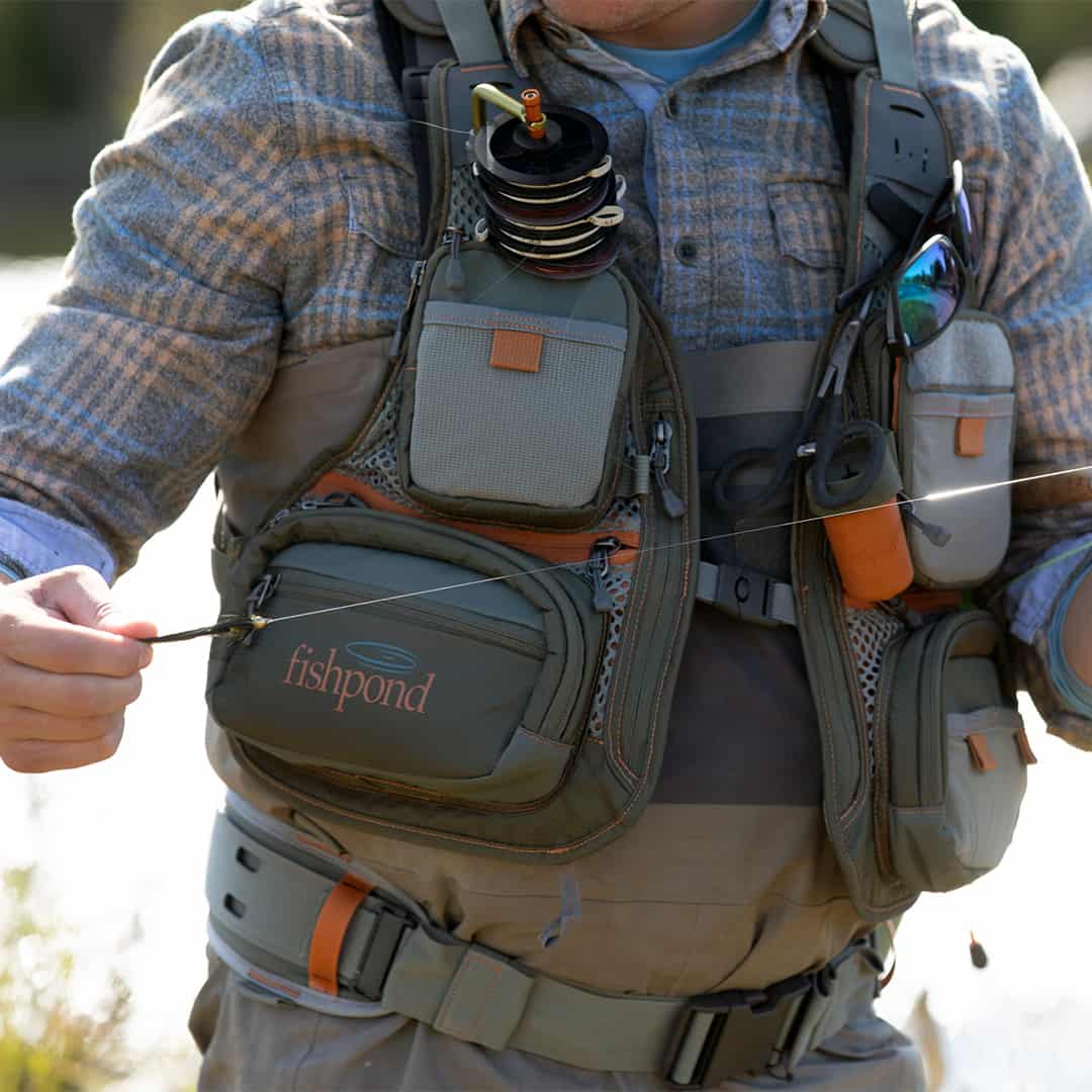 SPMV 816332014789 Fishpond Sagebrush Pro Best Lightweight Fly Fishing Vest Front Re-Rigging Fly Rod