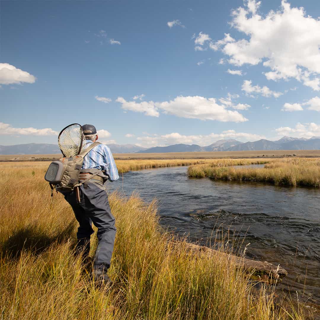 SS-2.0-G 816332014901 Fishpond Summit Fly Fishing Sling Pack Granite Gravel On South Platte Dream Stream in Colorado