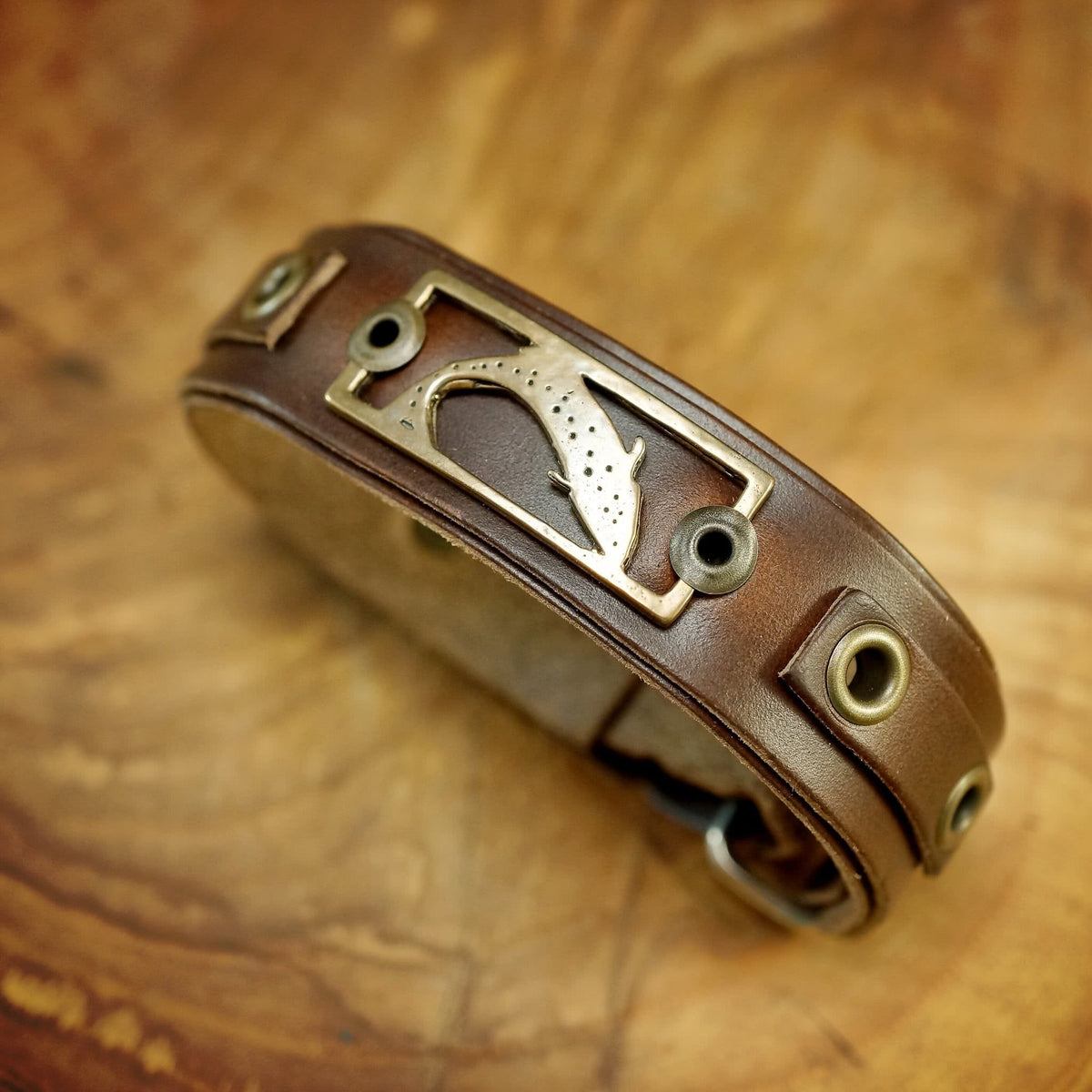 Sight Line Provisions Lost Cast Collection Trout Stargazer Leather Bracelet