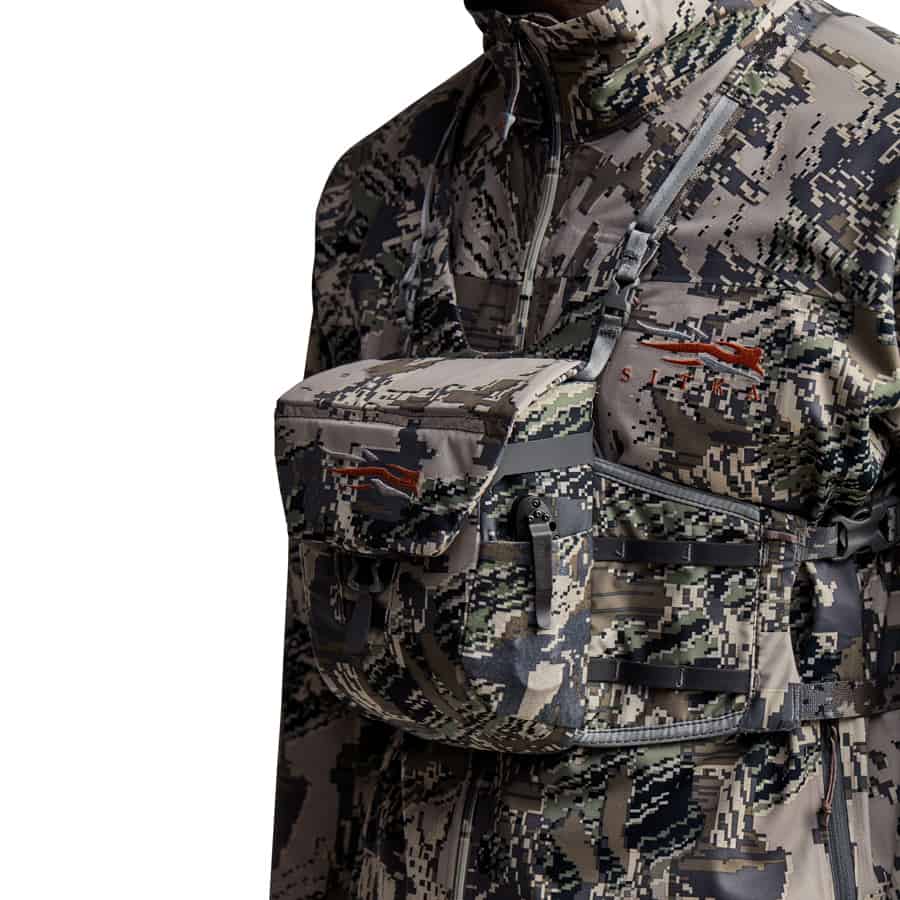 Sitka Gear Mountain Optics Binocular Harness Front With Knife Optifade Open Country