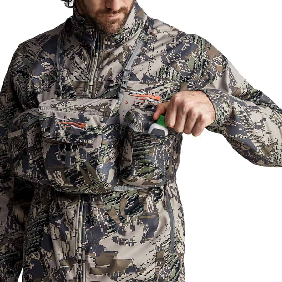 Sitka Gear Mountain Optics Binocular Harness Front With Wind Checker Optifade Open Country