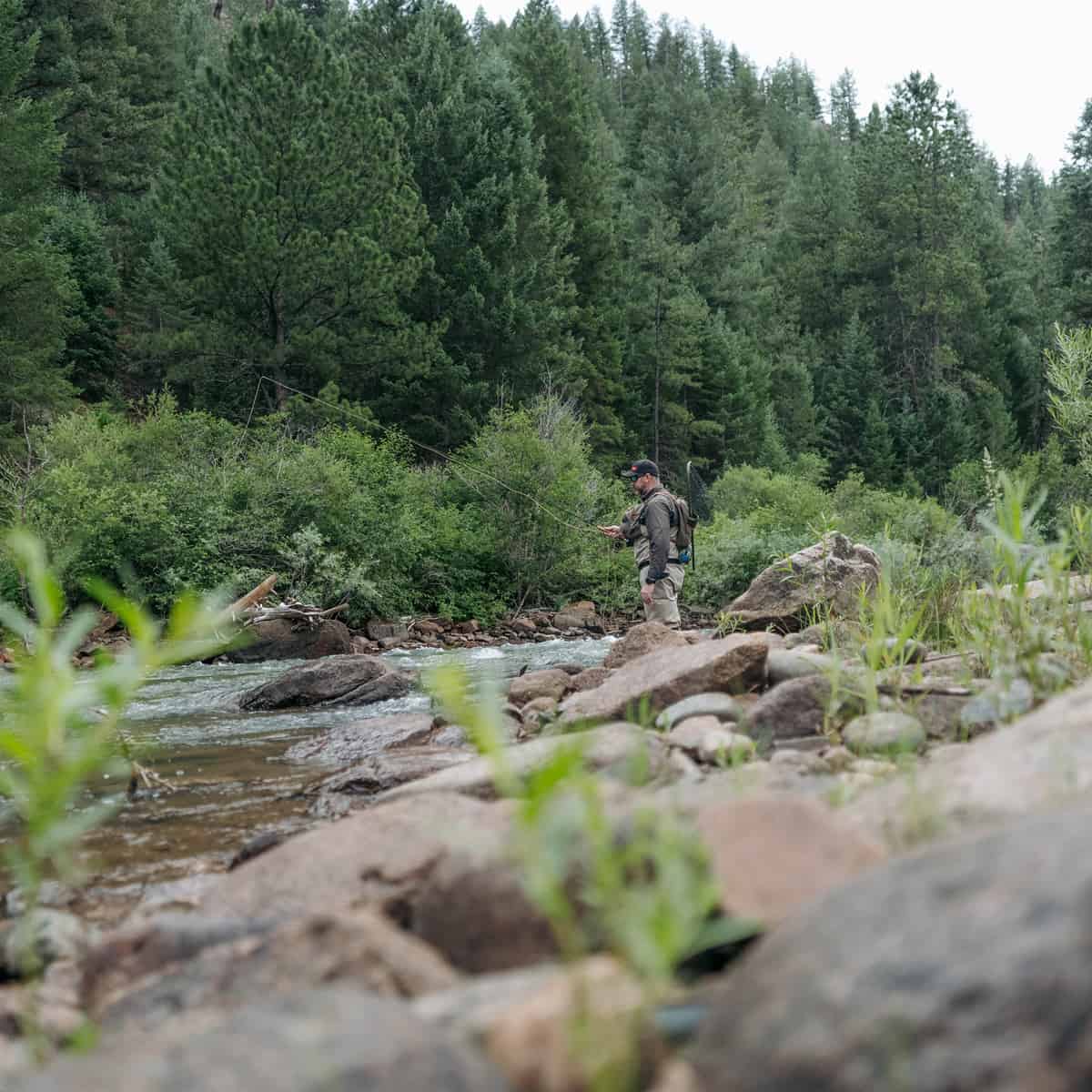 Umpqua ZS2 Overlook 500 Chest Fishing Pack Kit On River Riley 2