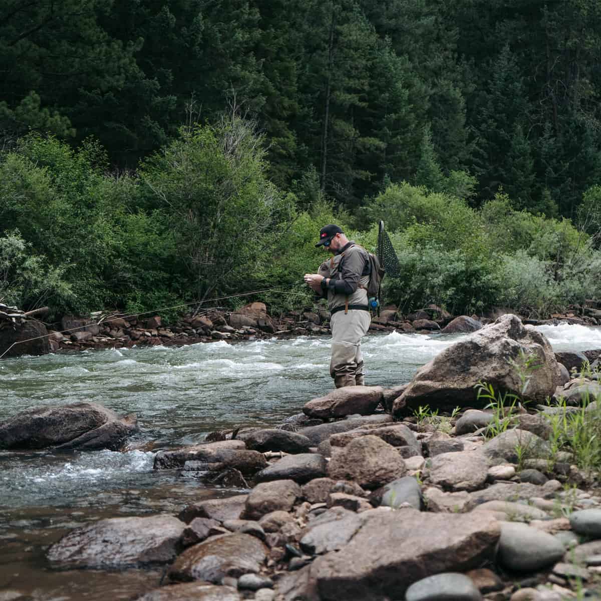 Umpqua ZS2 Overlook 500 Chest Fishing Pack Kit On River Riley