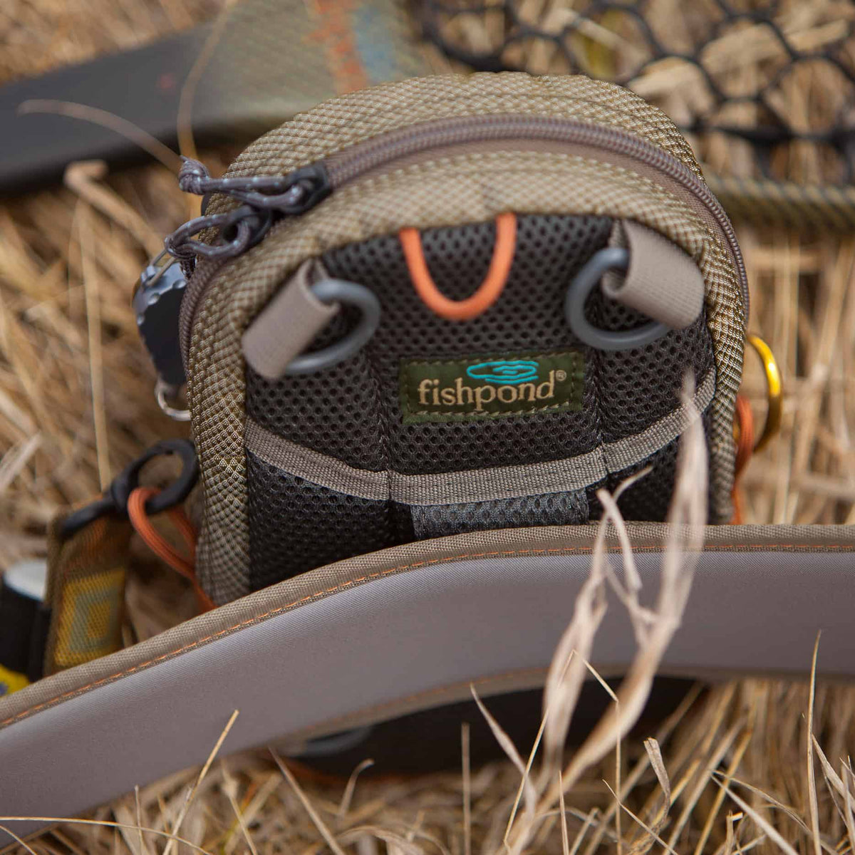 fishpond san juan vertical fishing chest pack sand and saddle brown on west bank wader belt