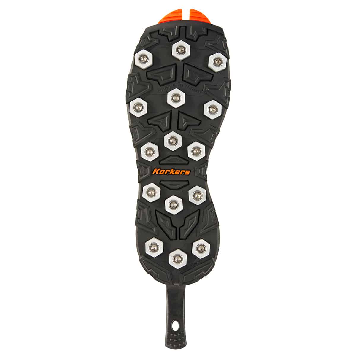 korkers omnitrax third generation triple threat aluminum hex disc wading boot sole showing connection strap