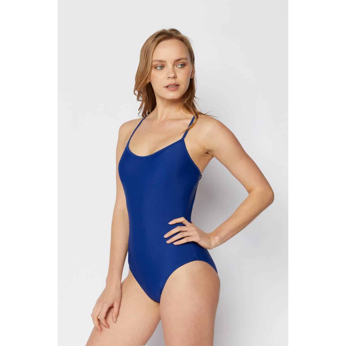 Marina West Swim Women's Bay Watch Style Cross Back Swimsuit Navy