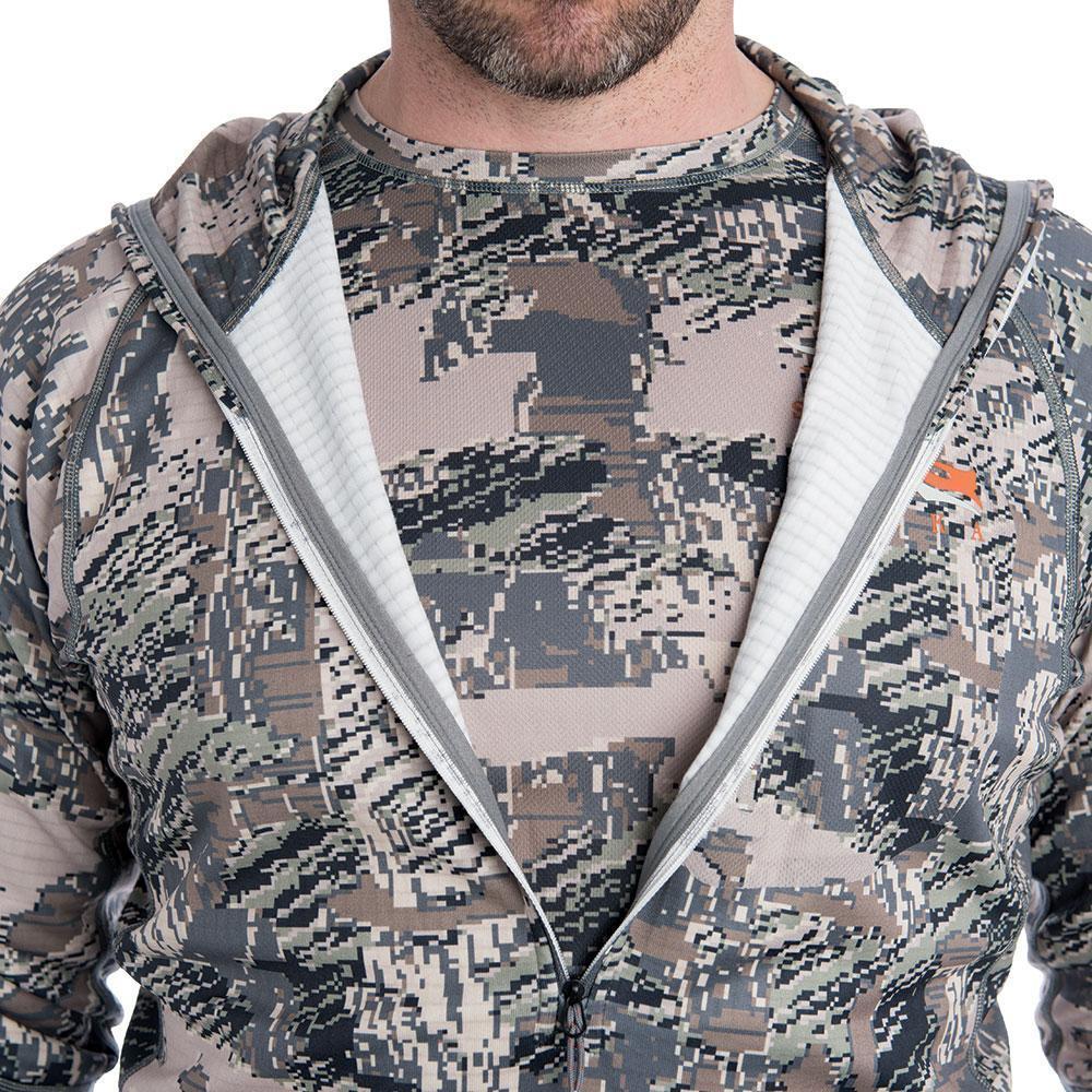 sitka core heavyweight hoody optifade open country mid length zipper detail
