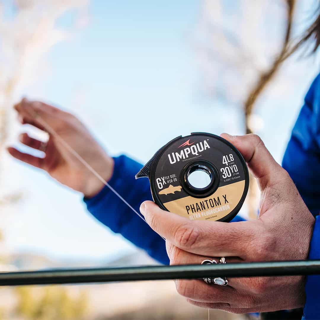 umpqua phantom x fluorocarbon trout tippet 30 yard spool on the river fishing