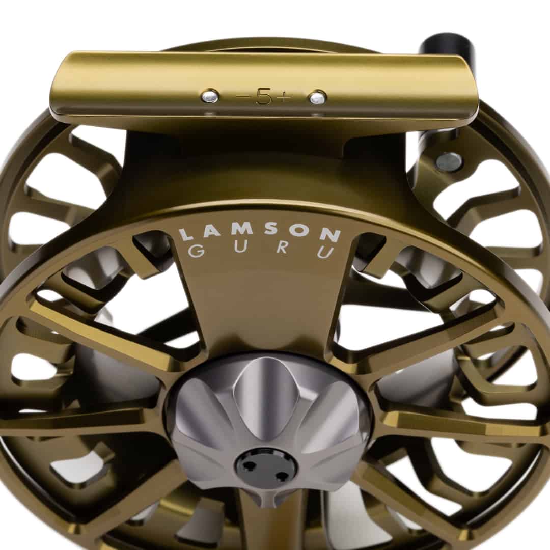 waterworks lamson guru s fly reel og olive green looking down detail