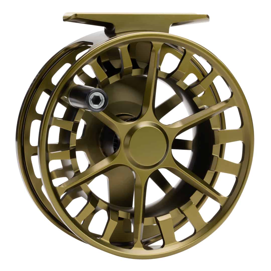 waterworks lamson guru s fly reel og olive green spool side