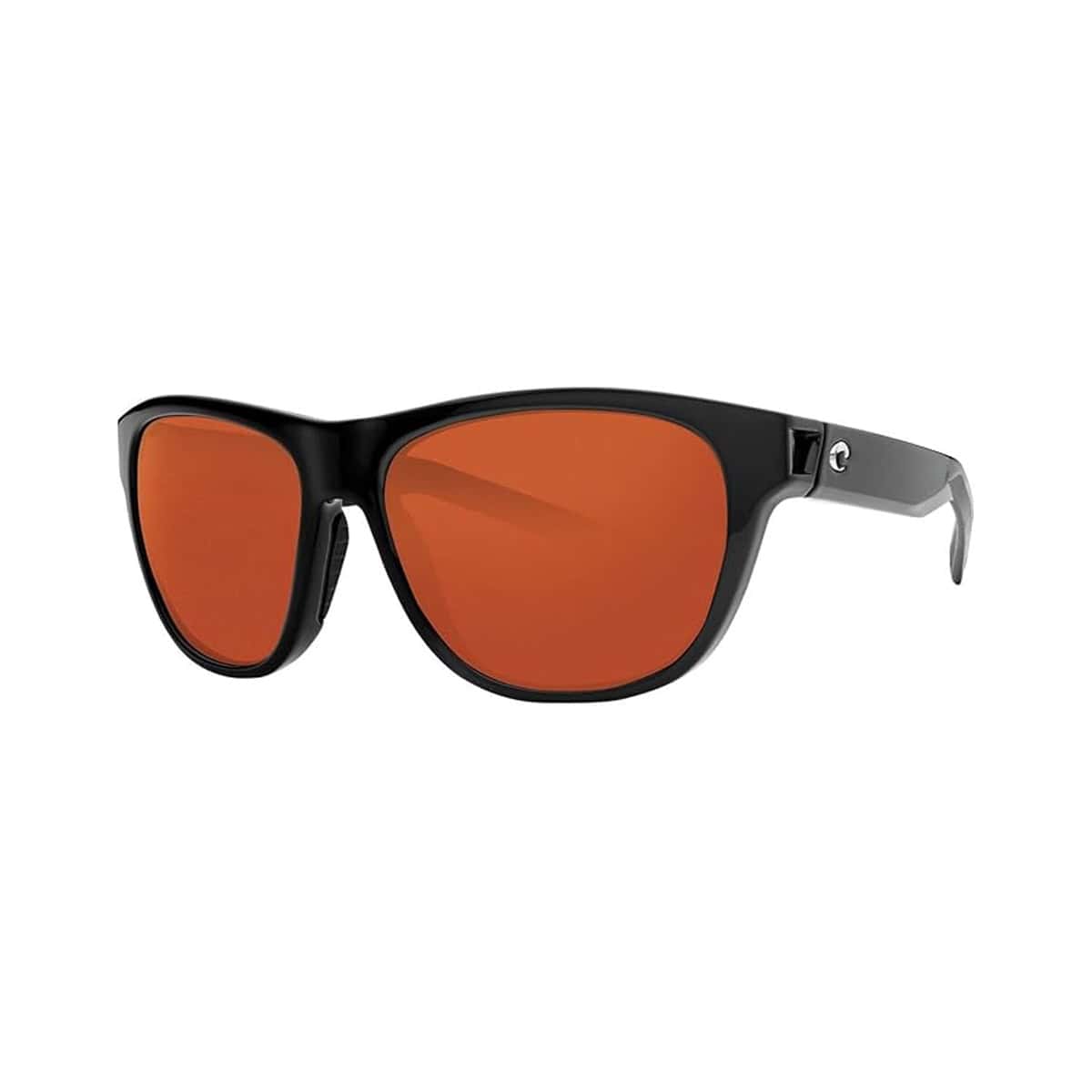 097963664134 Costa Bayside Shiny Black Frames Copper 580p Lenses Polarized Mens Sunglasses Three Quarter View