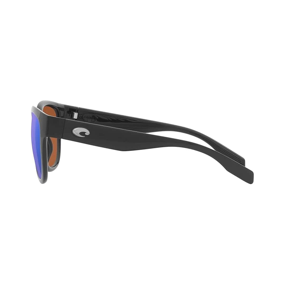 097963911092 Costa Salina Black Frames Green Mirror 580p Lenses Polarized Womens Sunglasses Side View With Internals of Frame