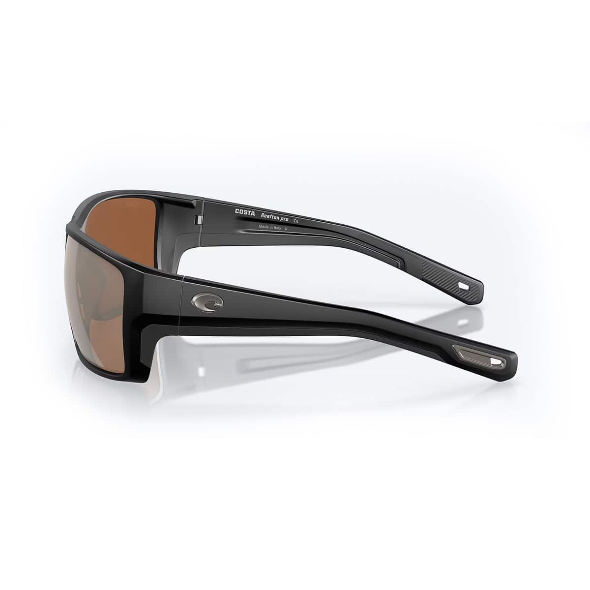 097963911177 Costa Reefton Pro Matte Black Frames Copper Silver Mirror 580p Lenses Polarized Mens Sunglasses Side View