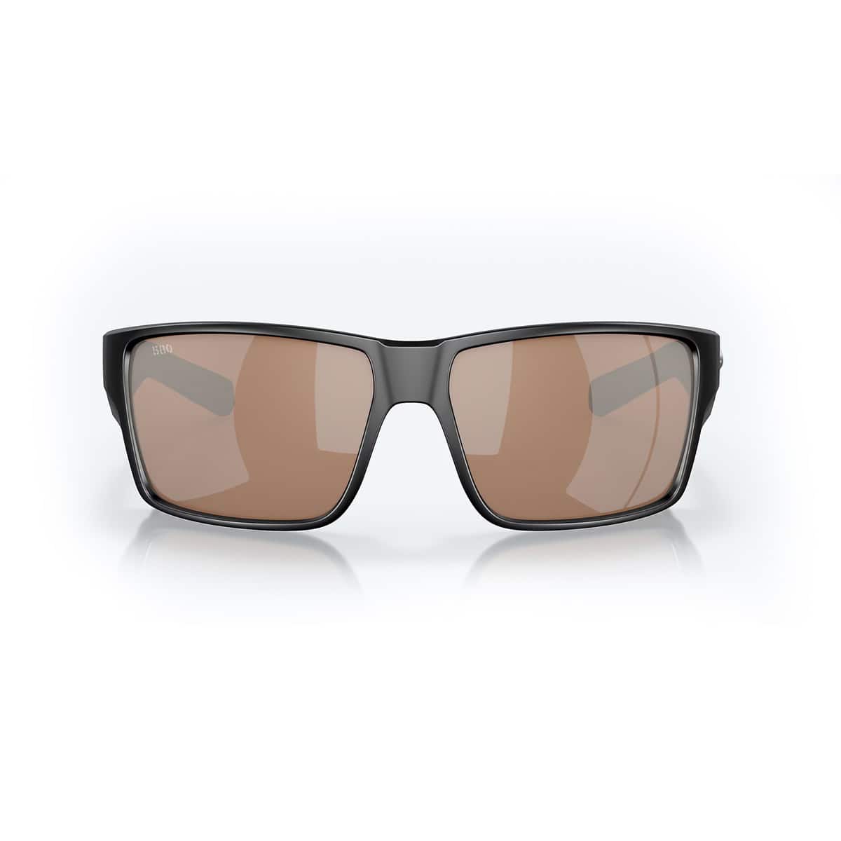 097963911177 Costa Reefton Pro Matte Black Frames Copper Silver Mirror 580p Lenses Polarized Mens Sunglasses Straight On View