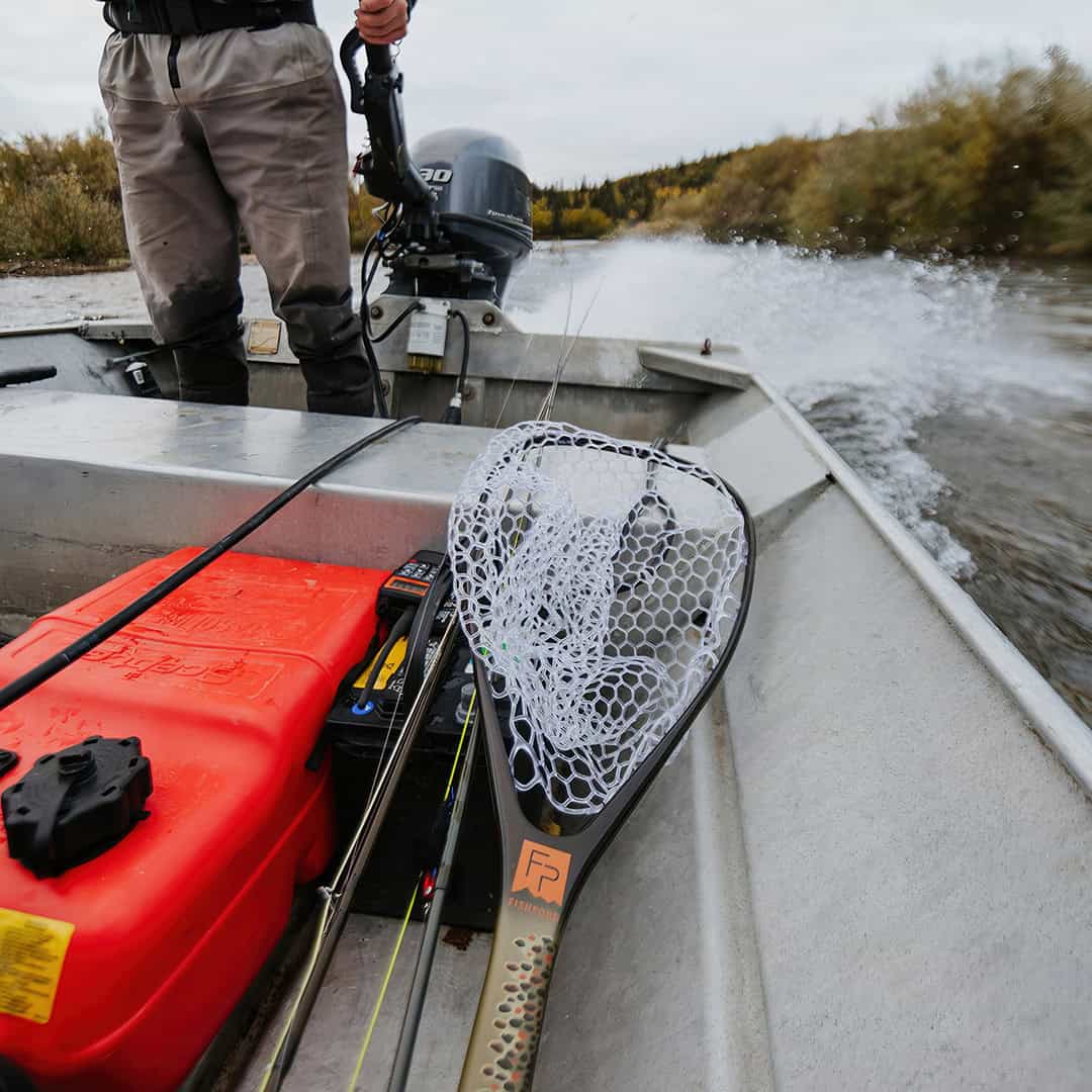 816332016837 Fishpond Nomad Middle Fork Fishing Net Brown Trout Riding In Boat