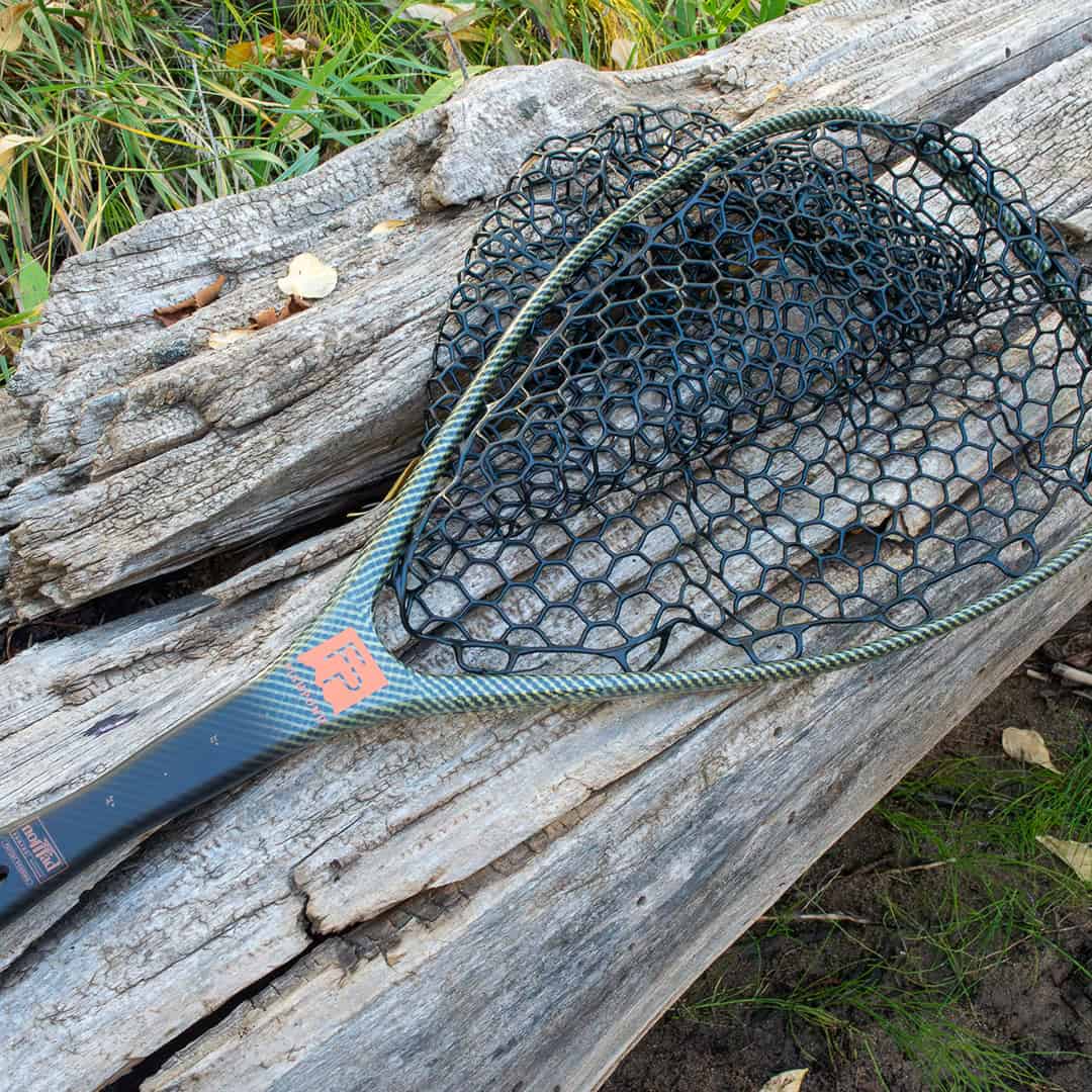 816332016844 Fishpond Nomad Yampa Fly Fishing Landing Net River Armor Outside On Log