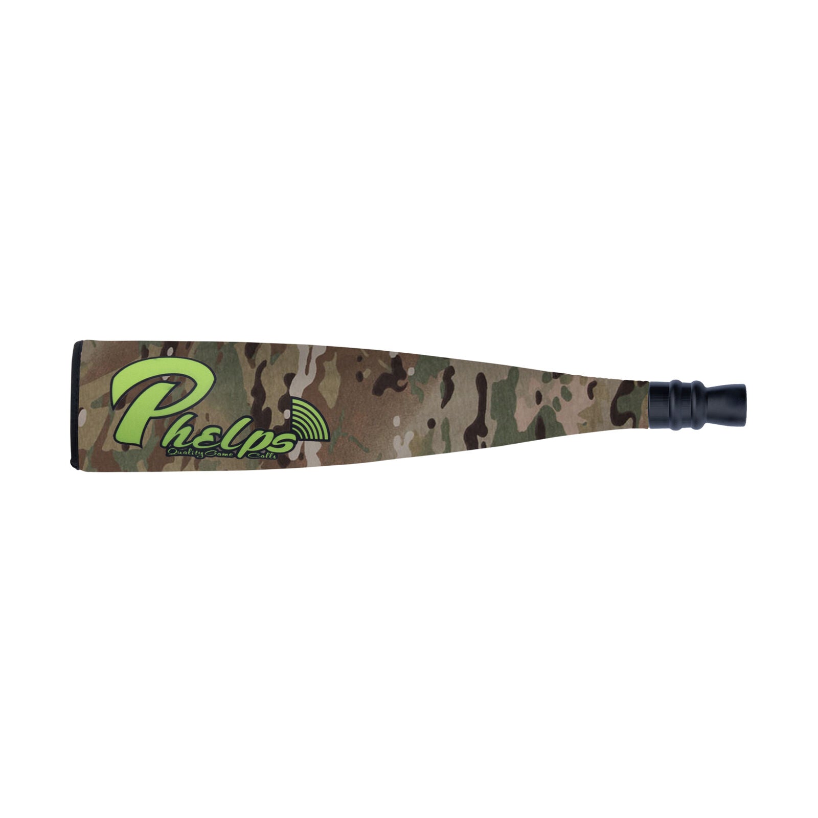 843380129677 Phelps metal bugle tube color woodland camo with flared mouthpiece