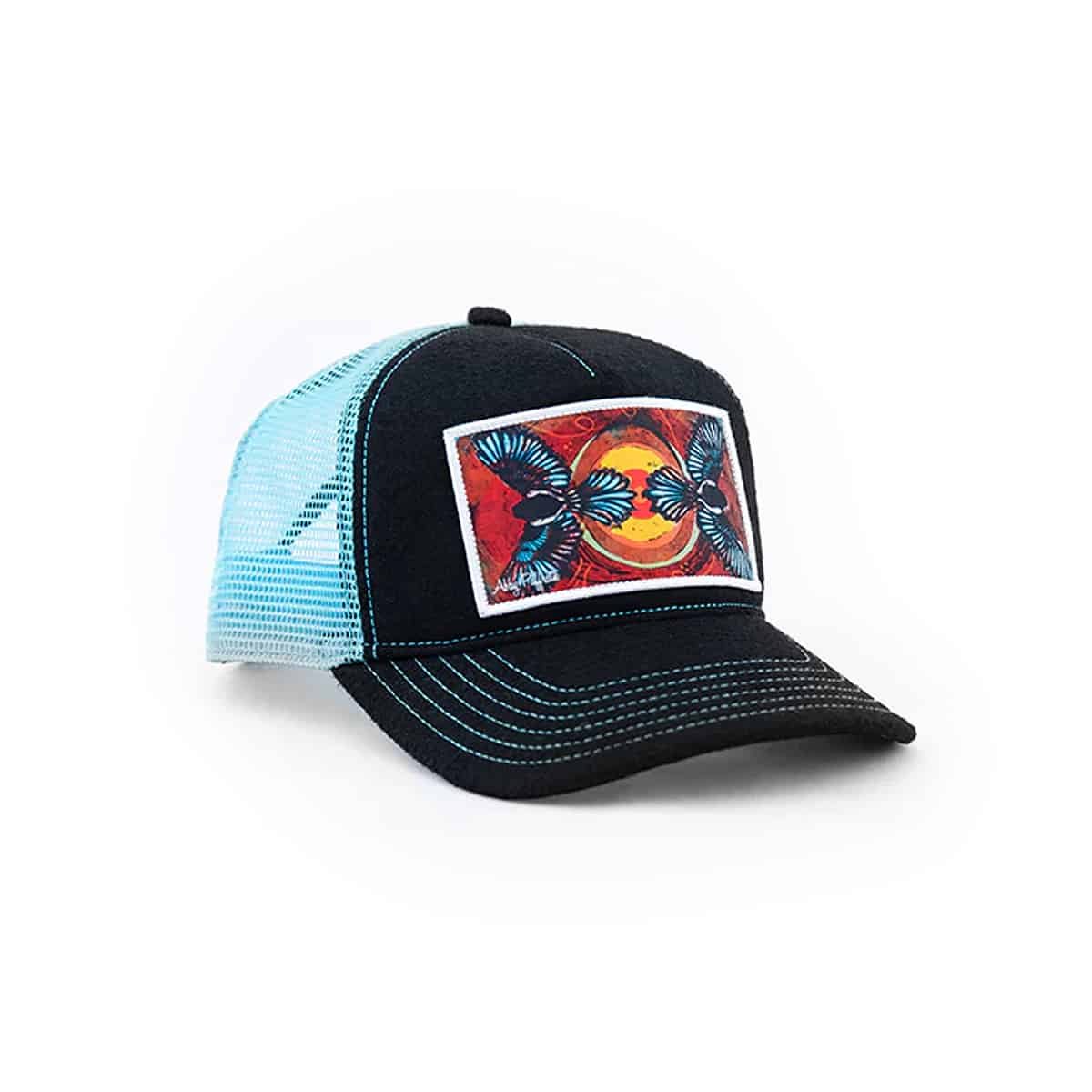 850029265214 art 4 all abby paffrath magpies trucker hat three quarter front