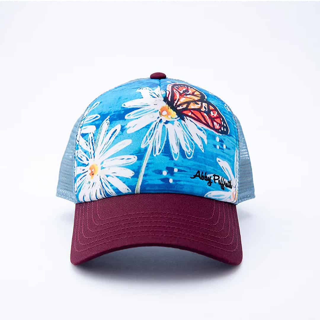 854740008907 art 4 all abby paffrath butterfly and daisy chain kids youth trucker hat straight on