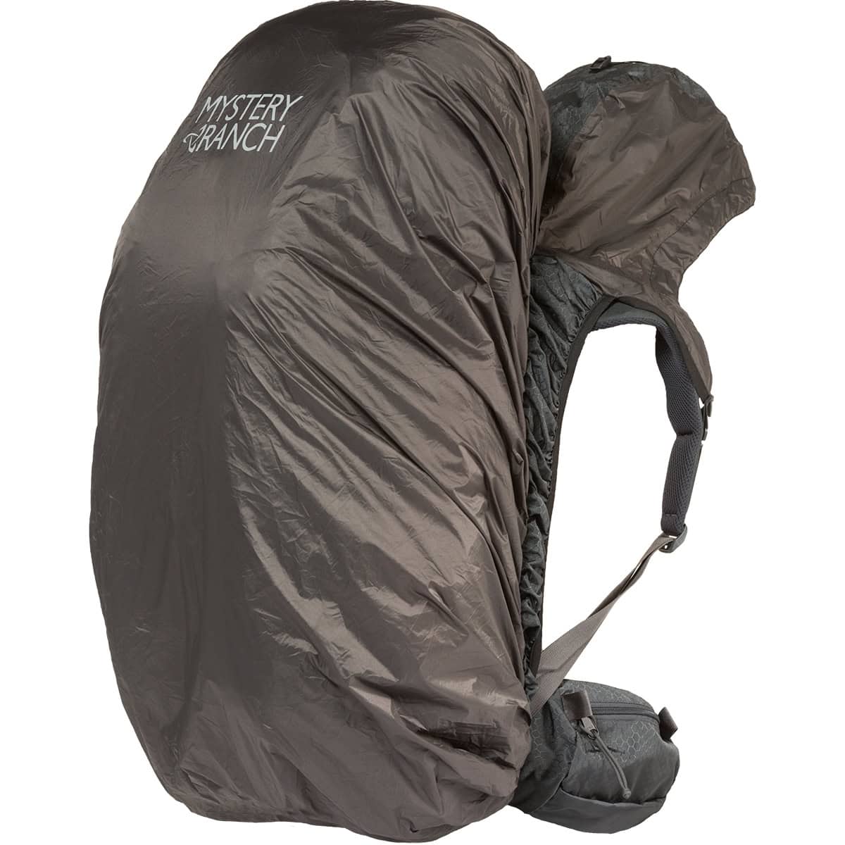 888564177396 Mystery Ranch Hooded Pack Fly Shadow Pack Rain Cover