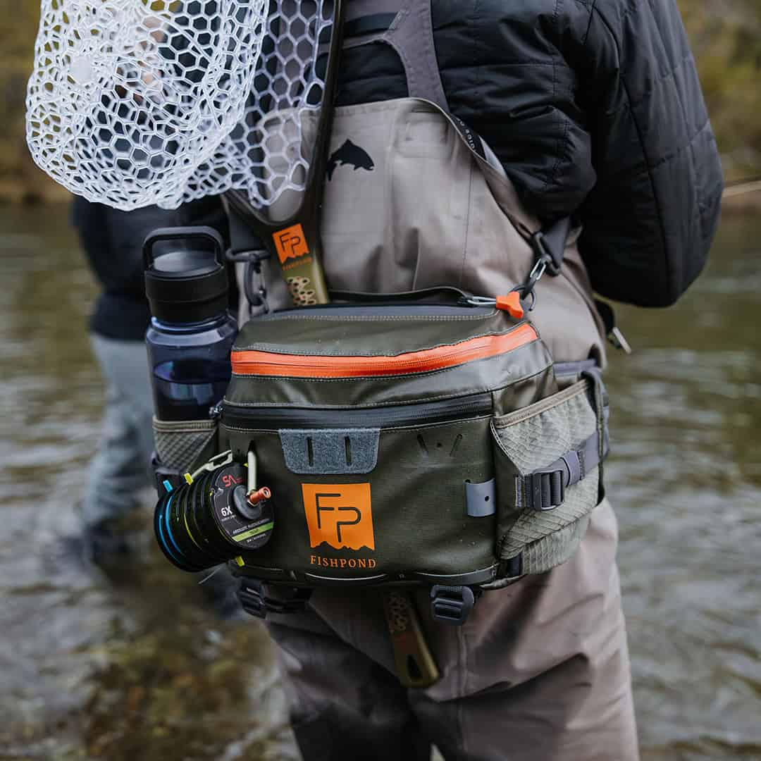 New 2025 816332016219 Fishpond Stormshadow Lumbar Pack Water Resistant Fly Fishing Waist Pack Full View in River