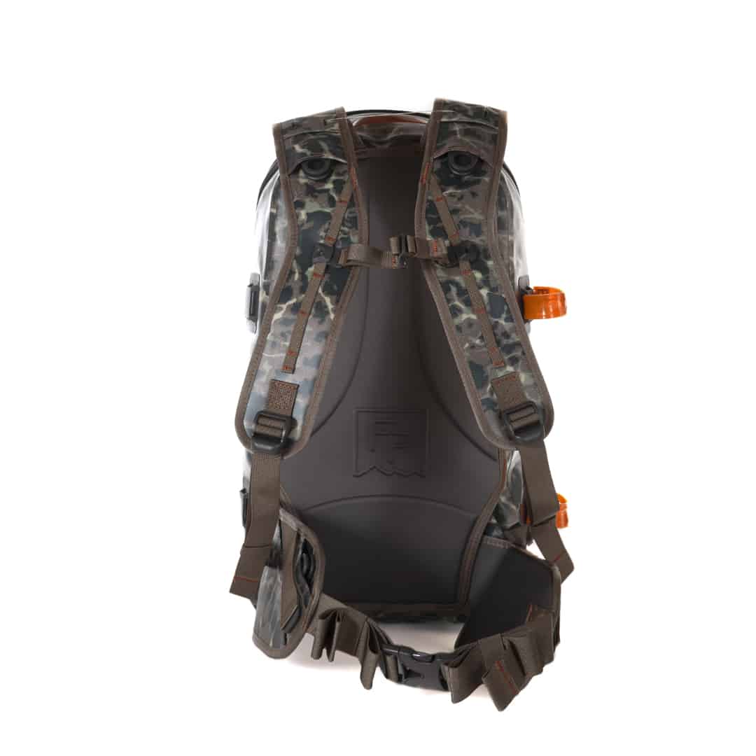 TSB-ERC 816332015199 fishpond thunderhead waterproof fly fishing backpack eco riverbed camo strap details